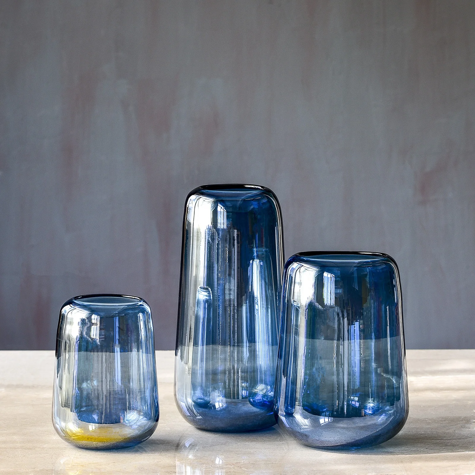 Bixuan Vases Optic Blue Color with Pearly-lustre Decor Flower Arrangement Glass Vase Contemporary Wedding Table Centerpieces