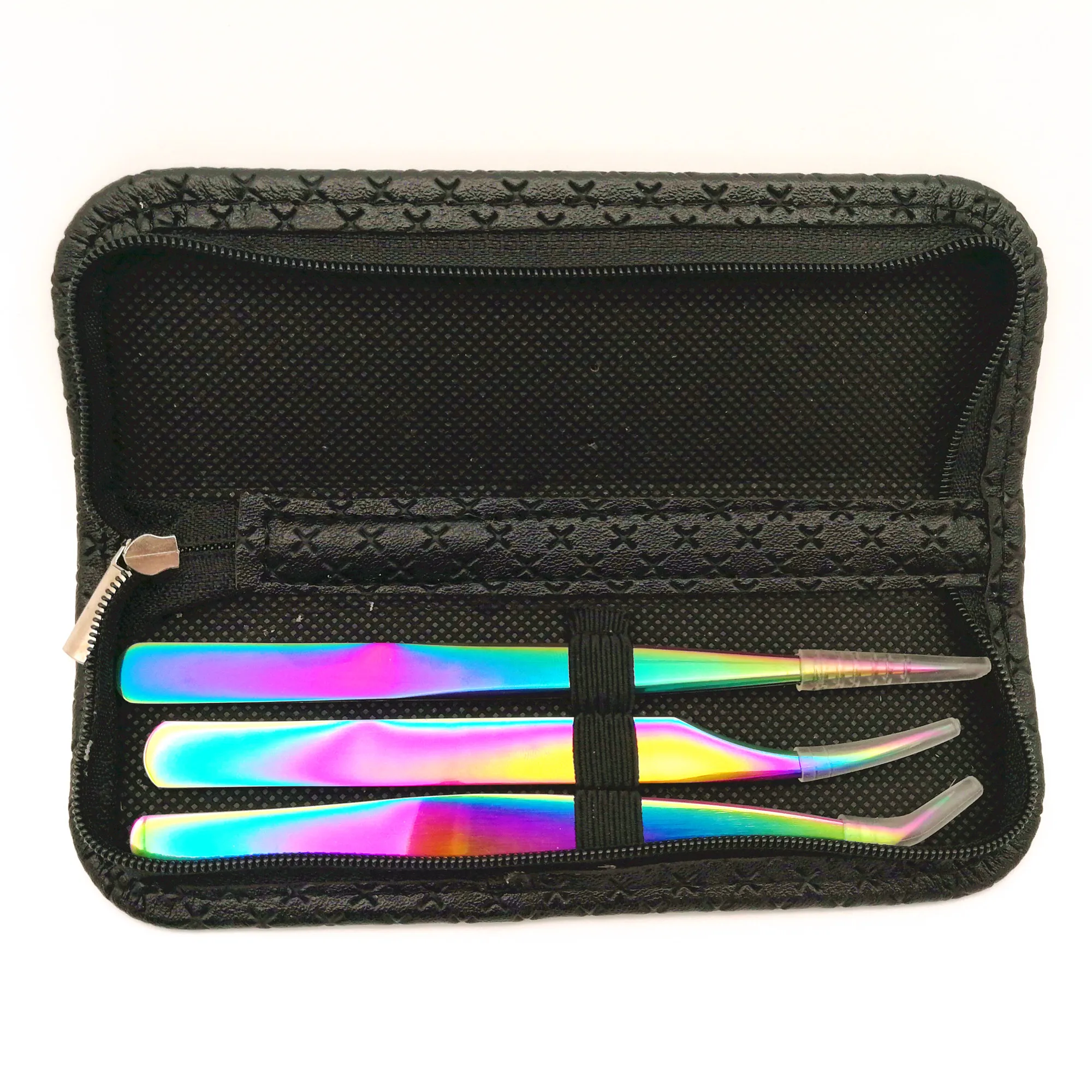 Wholesale eyelash extension tweezers kit custom curved volume lash tweezer sets tools
