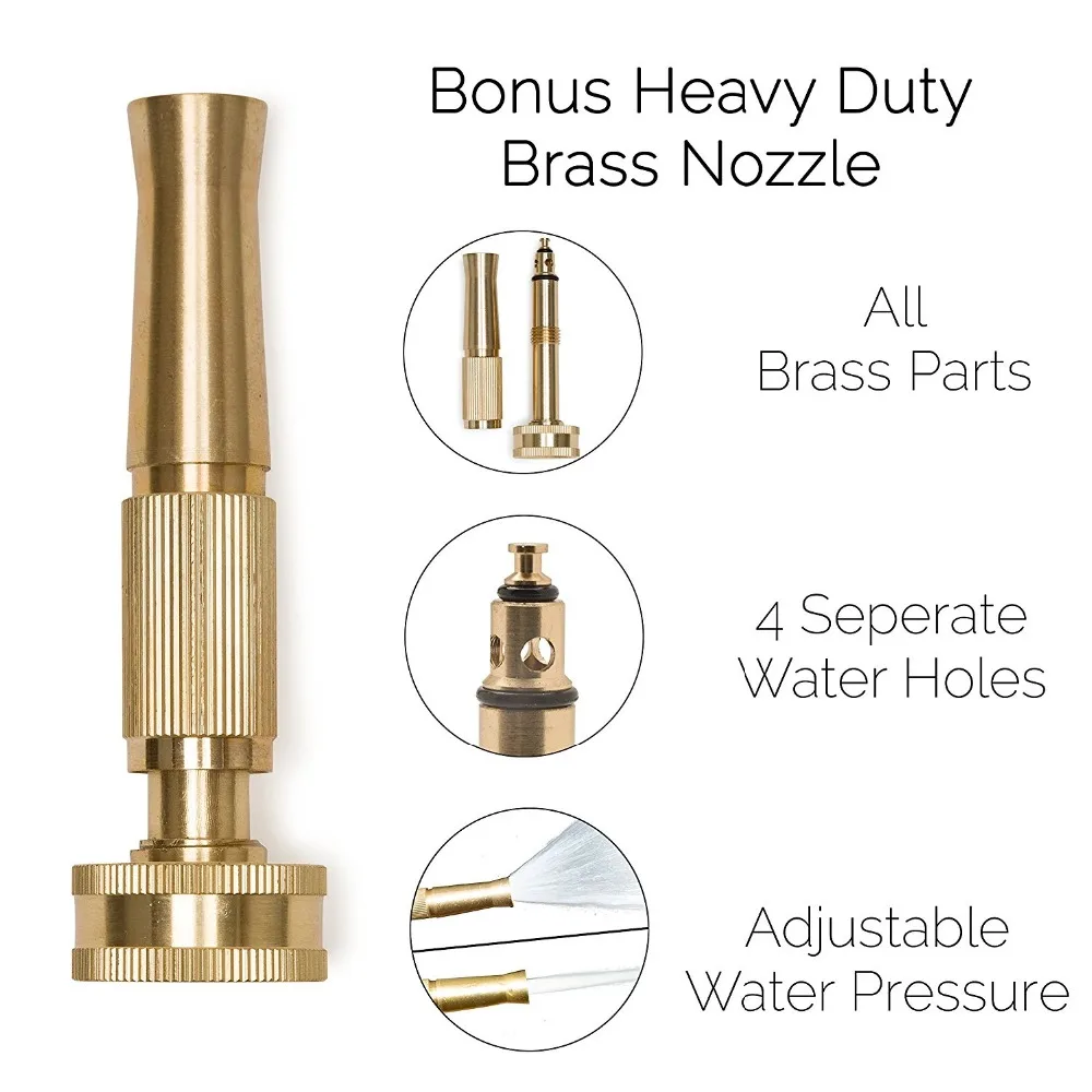 Heavy Duty Expandable 50Ft Expanding Garden Water Hose With Copper Fittings