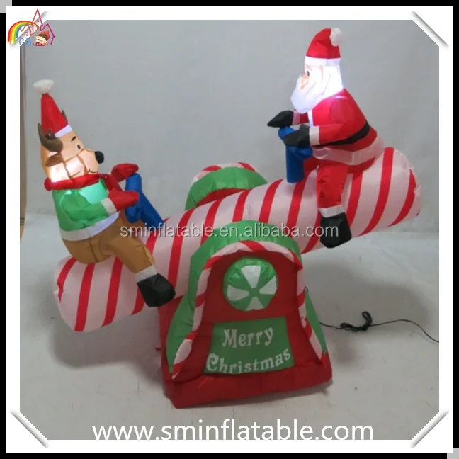 
Promotion santa led inflatable seesaw, air blown inflatable teetertotter with santa claus& reindeer for christmas decor 
