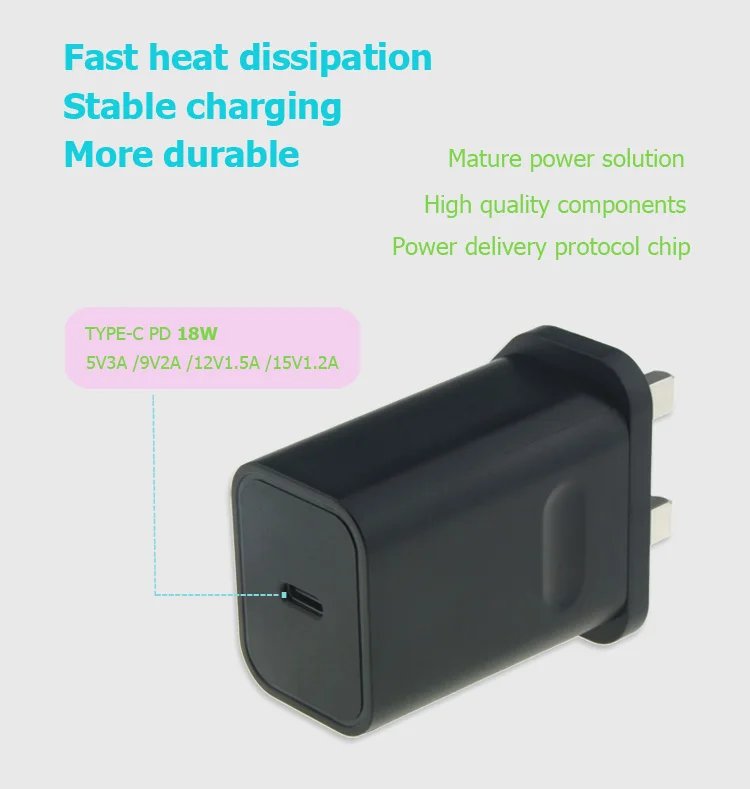 18W USB-C Power Adapter Charger for Google Pixel/Pixel XL/2/2 XL/3/3 XL