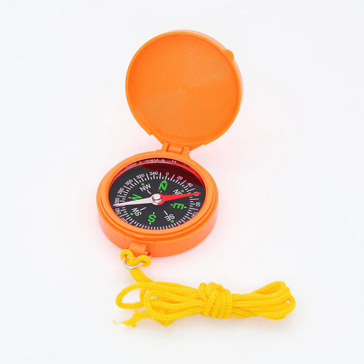 colorful plastic mini promotion gift pocket compass with string kids compass