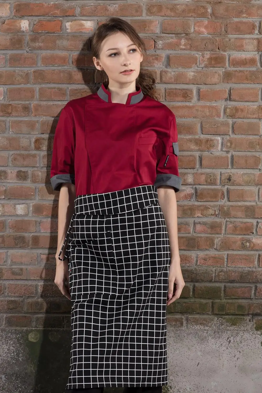 CHECKEDOUT Latest  Design New Fashion short sleeves Chef Jacket, hotel uniform , Chef Uniforms for Restaurants and Bars