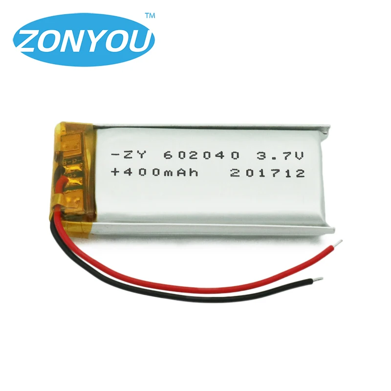 Manufacturer wholesale 3.7v 400mah 602040pl lithium polymer battery for speakers