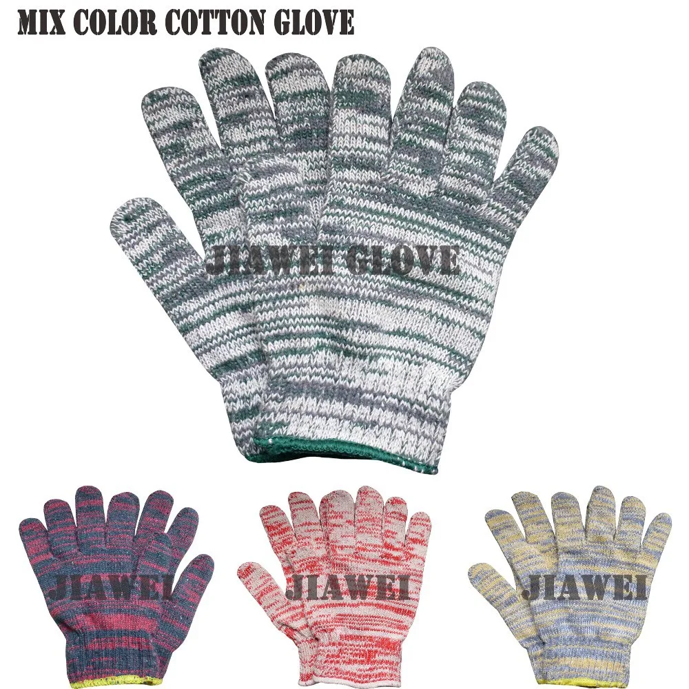 7Gauge Bleach White Construction Work Labor PVC Dotted Cotton Glove /Guantes De Algodon