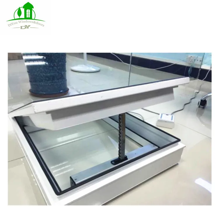 Electric Automatic Roof Sky Light Window Design Swing Aluminum Alloy Fiberglass Vertical Magnetic Screen 4/5mm Double Layer
