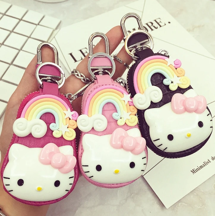 Mcow 30+ Design Low MOQ Factory Price Leather Car Key Case Key Wallet With Kitty Face