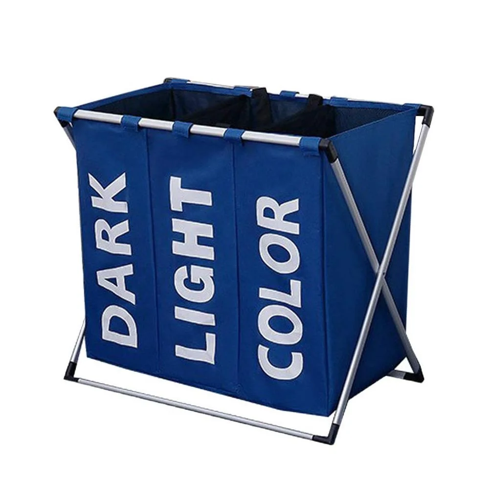 Top new best selling folding 600D oxford 3 compartment laundry hamper for factory