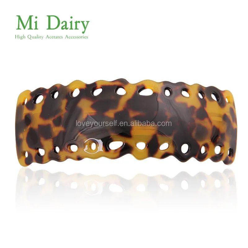 MiDairy Square Hollow out acetate tortoise shell acrylic Shape Tortoiseshell large arch Barrettes for long thick hair