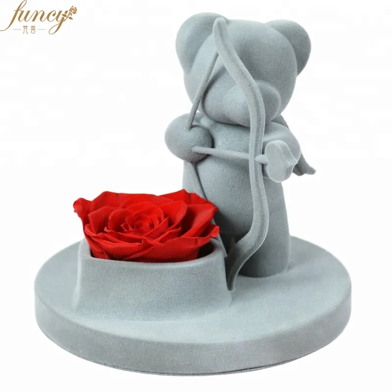 New Product Ideas 2018  Teddy Bear With Rose Valentine Day Gift Preserved Flower Rose Bear