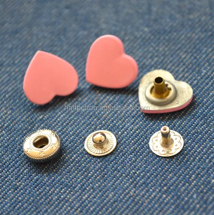 
Pink color heart shape metal zinc alloy snap button 