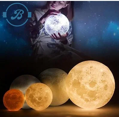 Blue tooth Moon Light LED Charger Creative Remote Control Dimming Bedroom Bedside Light 3d print lunar lamp
