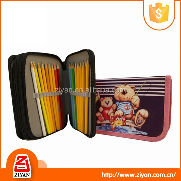 
Good quality customized large pvc plastic drawing 3 compartment pencil case 