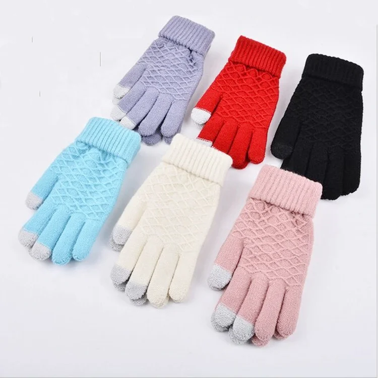Winter warm knitted gloves can operate mobile phone screen warm biological electric gloves