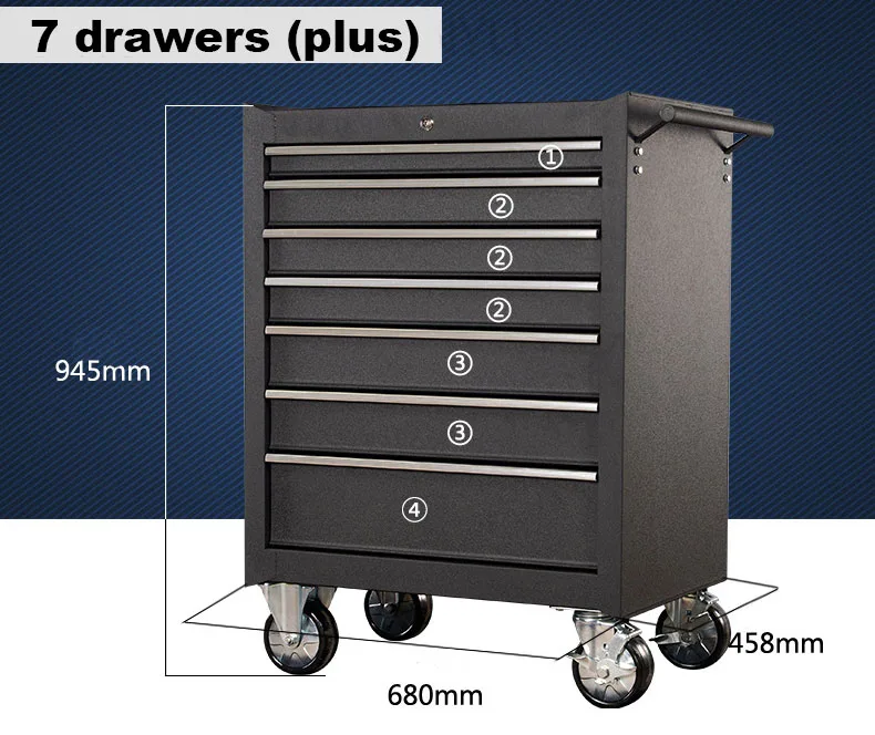 Professional 7 Drawers and side a tray Tool Cabinet hand cart tool cabinet