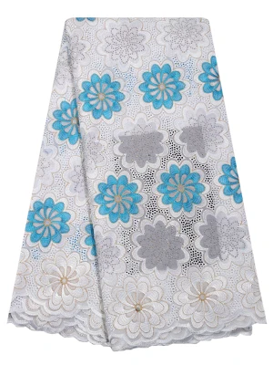 Lace product type cotton lace fabric SL0443 rhinestones swiss voile lace