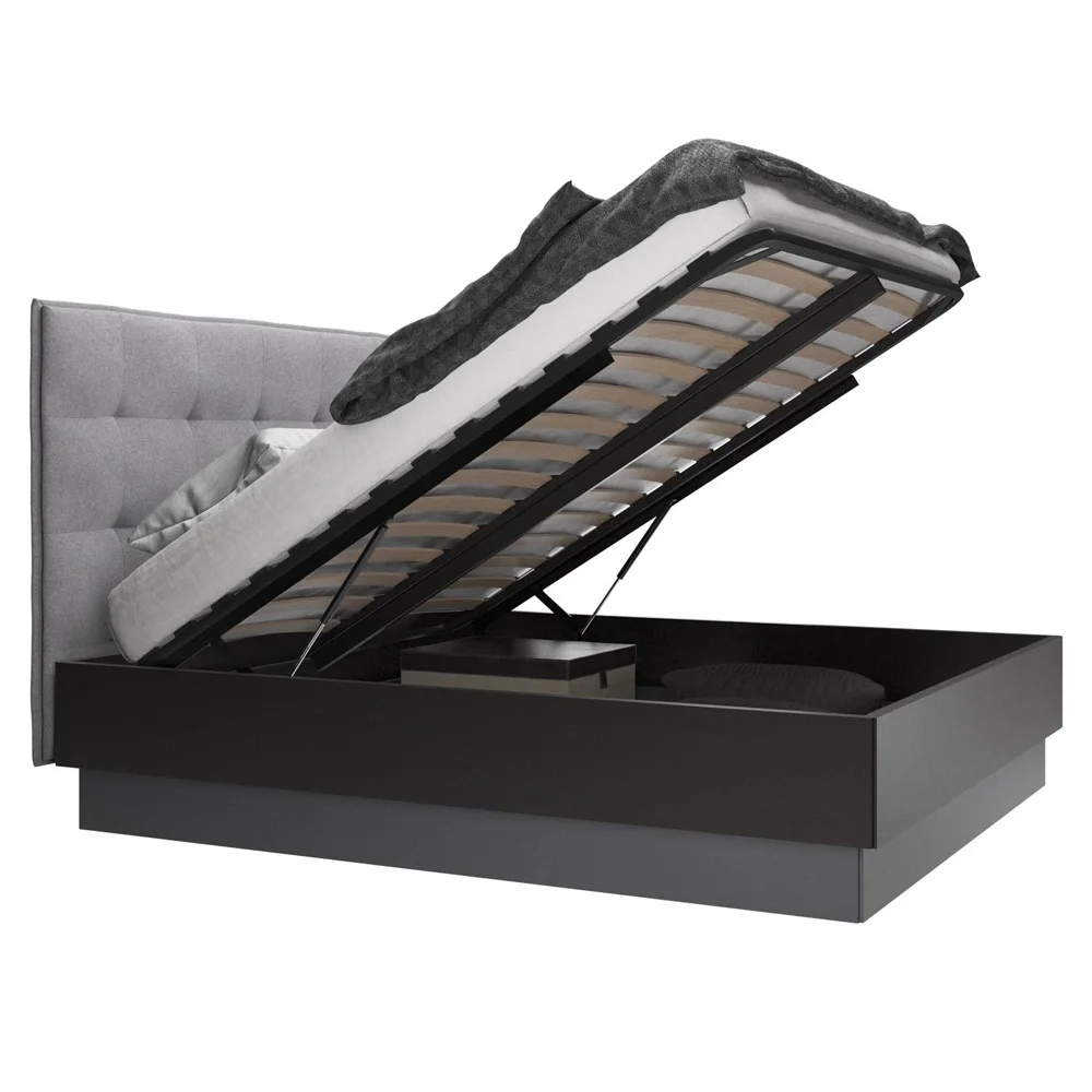 Hydraulic Lift Up Storage Upholstered Fabric Bed