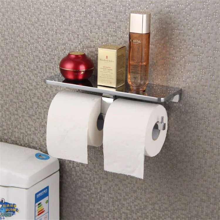 Paper Box Roll Holder Toilet Double Paper Holder Tissue Box Shelf Zinc Alloy Bathroom Accessories
