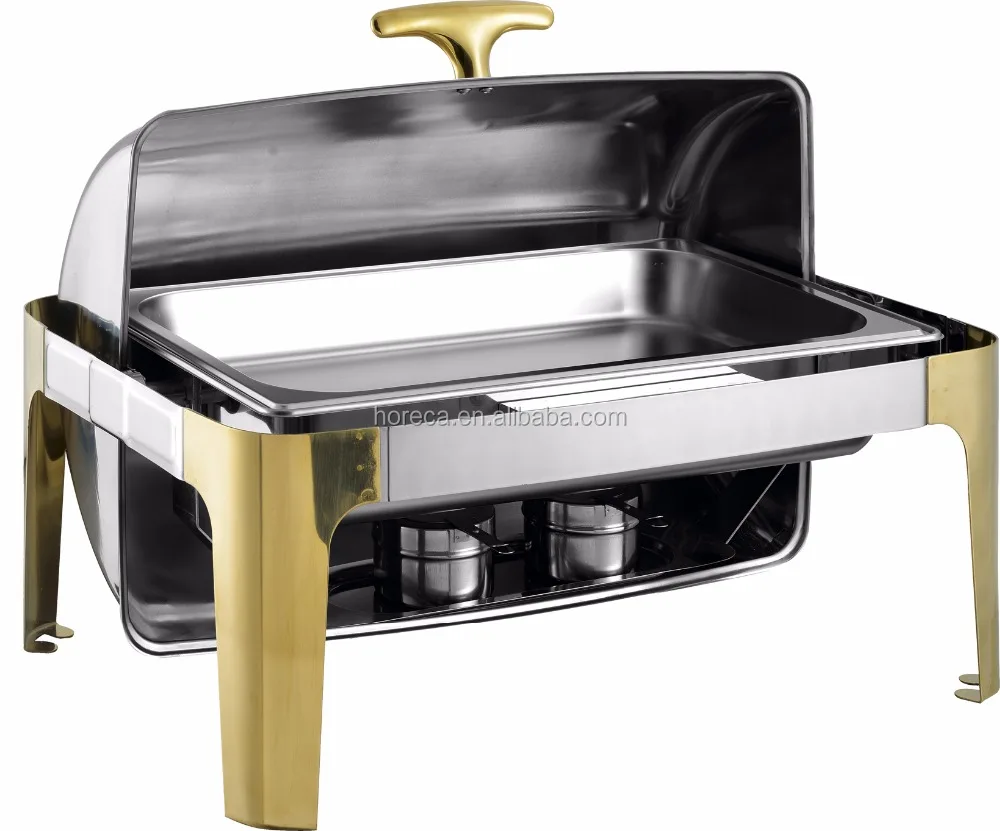  Тарелка RA2302 прямоугольная из нержавеющей стали для подогрева блюд в буфете с позолоченной рамой