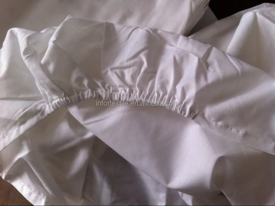 factory wholesale poly cotton  queen size  white  hotel  200 Thread count percale fitted   sheet