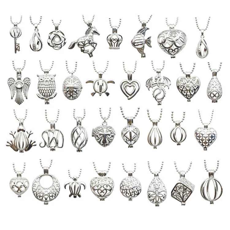 Pearl Cage Pendant 925 Sterling Silver Cage Necklace For Pearl