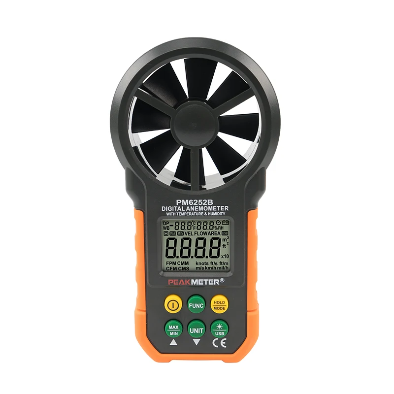 USB Multifunction Air Velocity Temperature Relative Humidity Flow Digital Handheld Anemometer