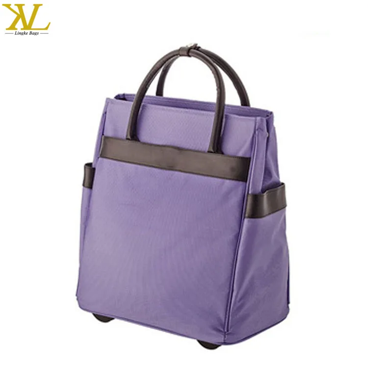 Fashion Ladies Rolling Tote Handbag With Wheels Trolley Tote Travelling Bags