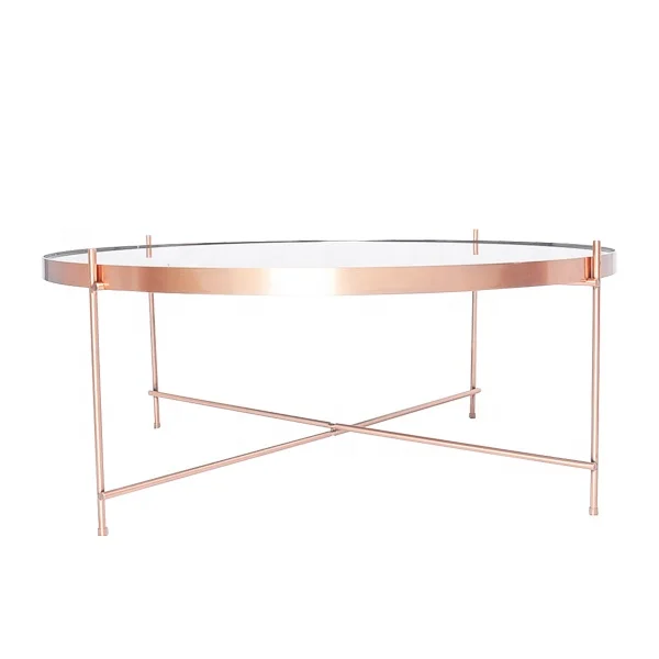 
Modern wholesale custom fashion tinted mirror metal frame coffee table 