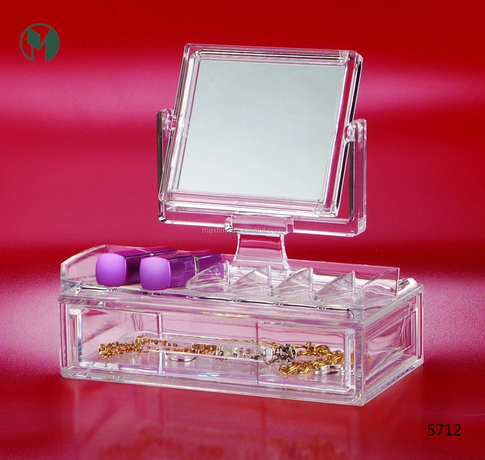 crystal acrylic cosmetic organizer with mirror