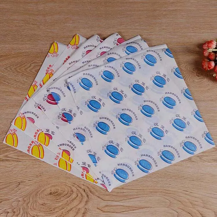 
custom printed greaseproof fast food wrapping paper 