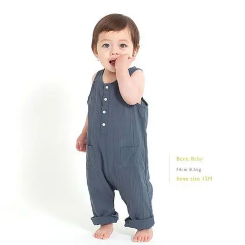 
Sleeveless romper baby clothes solid baby romper ruffle linen baby romper 