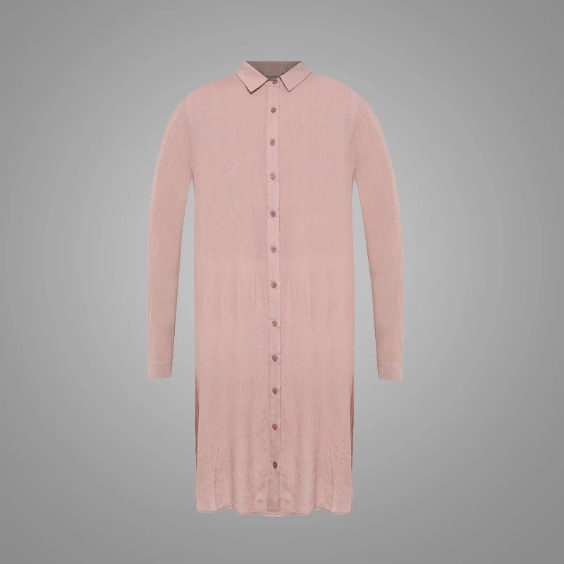 New Arrival Plain Crepe Buttoned Down Long Tunic Tops For Muslim Women Lady Blouse Long Sleeves Abaya Dress Islamic Clothing