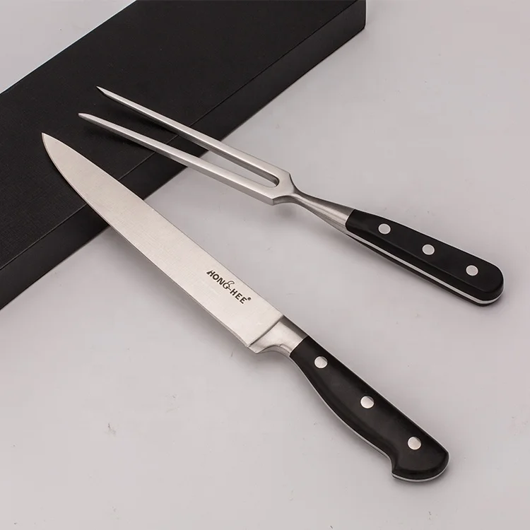
Chinese Wholesale 2 Pcs Kitchen Stainless Steel Meat Carving Knife and Fork Set 