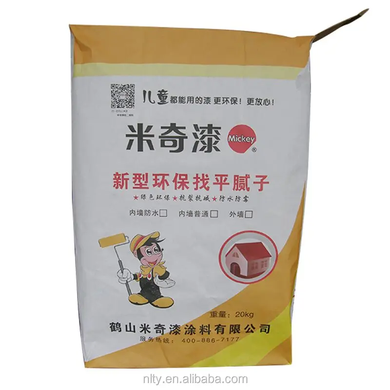 Wall Putty Packaging Valve Bags with Pe Liners Paper Sacks Industry Agriculture Kraft Paper Bags 20kg 25kg Cement Paper Sacks