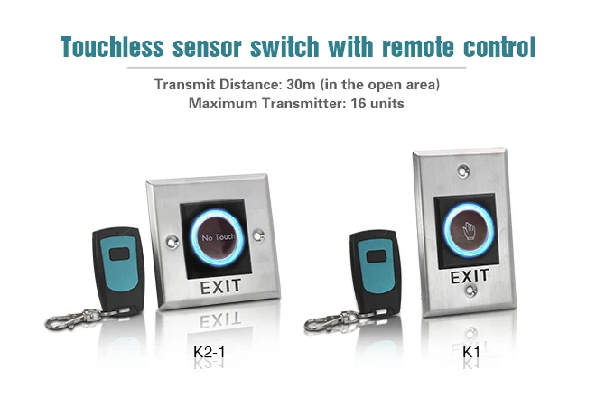 Biometric access control Wireless remote control infrared sensing time delay door release exit button with timer relay module