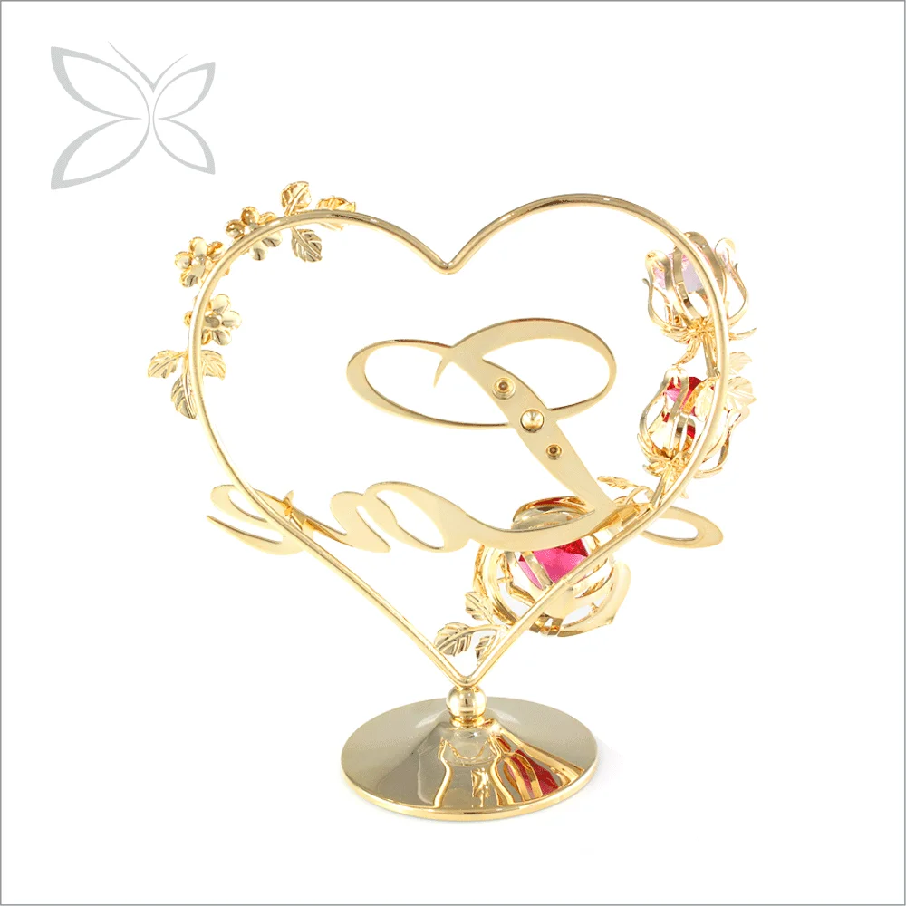 Особый металлический сердец Crystocraft с золотым покрытием, украшенный кристаллами бриллиантовой огранки, подарок на свадьбу