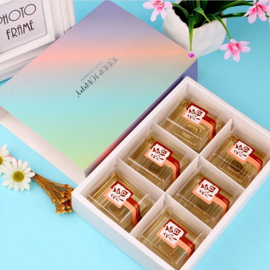 Small MOQ 6 Dividers Cheesecake Cupcake Paper Box Cake Drawer Box With Bag