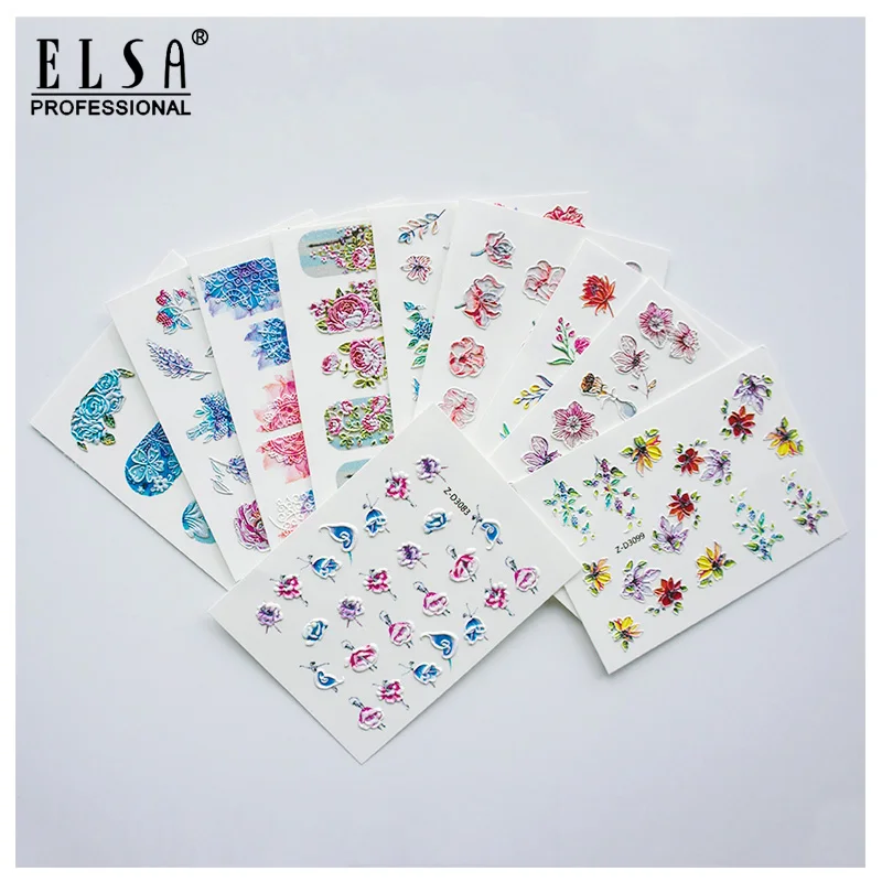
25 Designs 3D Flower Nail Art Decor Sticker Decals 