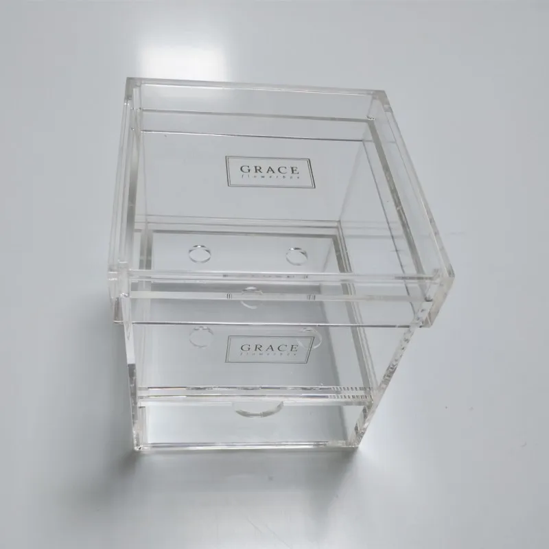 Factory clear acrylic round candy display gift shoe rose flower box