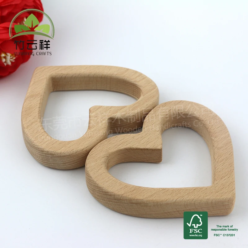 heart- shaped Wooden baby Teether Natural Grasping Toy