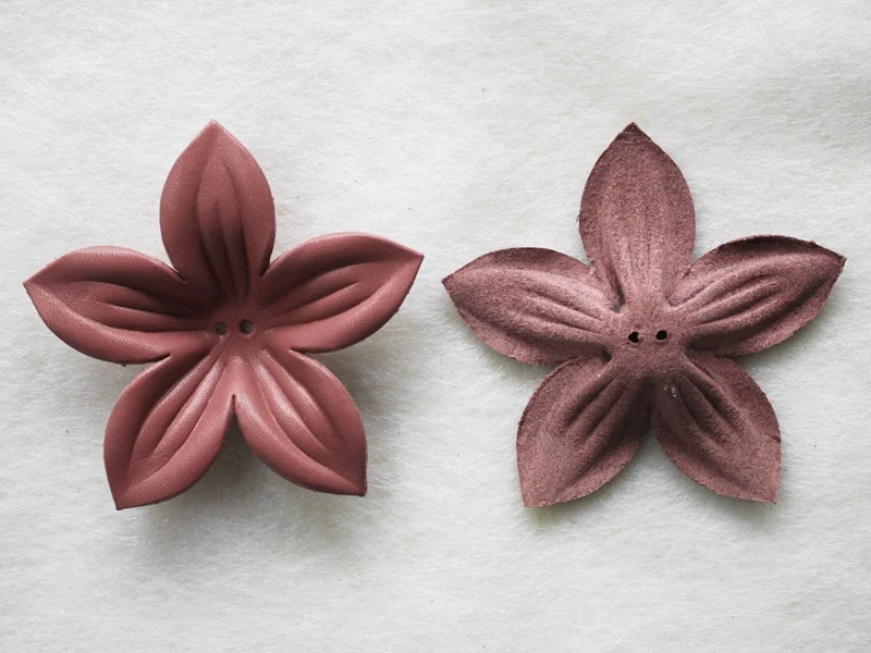 Good Quality Solid Color Genuine Leather Petal With 5 leaves For Making DIY Flowers Accessories Decoration 8*8cm