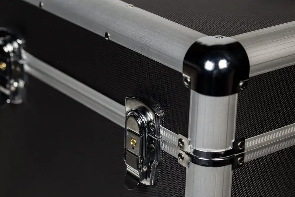 Black Lp Cd Storage Box Aluminum Vinyl Record Case With Hung Locks