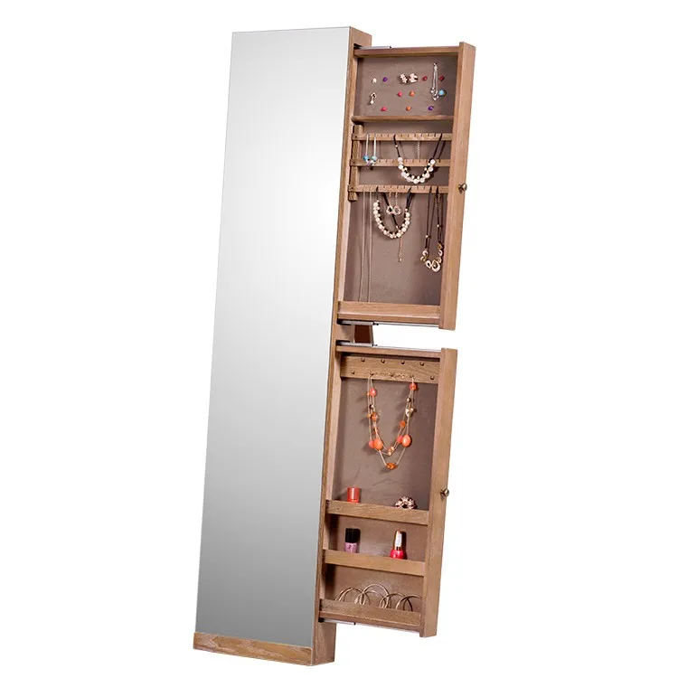 ISO продукт деревянный стоячий органайзер для ювелирных изделий шкаф с зеркалом