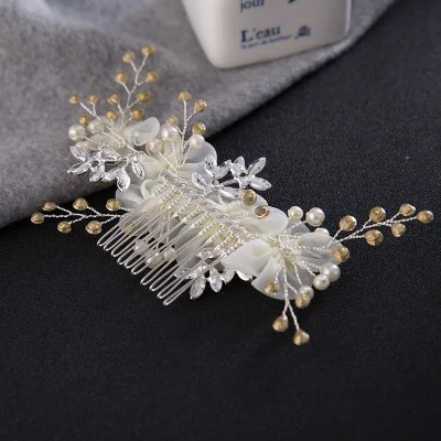 Bridal Wedding pearl Flowers Bride Marriage Party Rhinestone Hair Comb