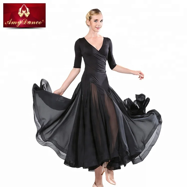 
High end puffy large hem v neck red flamenco ballroom dance wear women adult ballroom dance dress 
