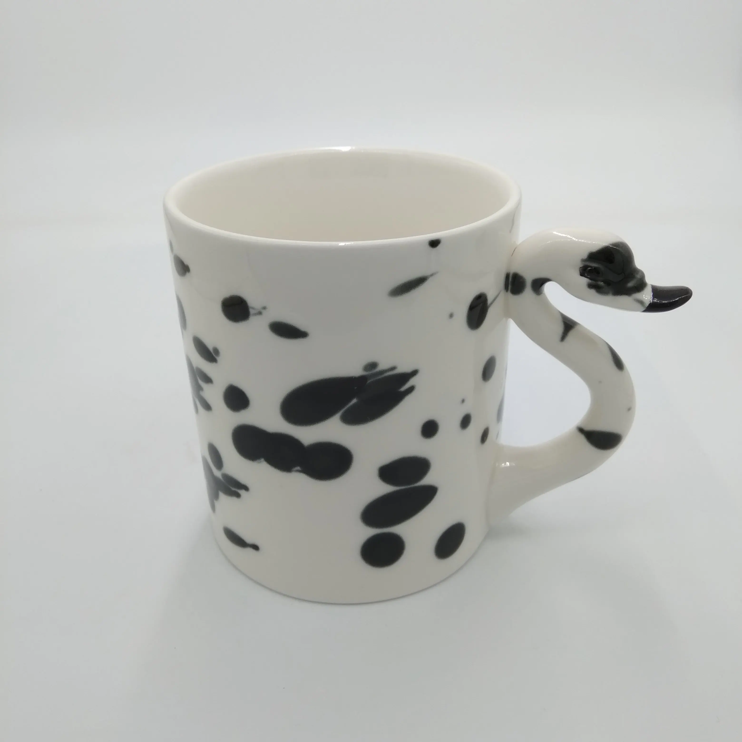 Decorative 3D Swan Design Ceramic Coffee Mugs with Flamingo Handle