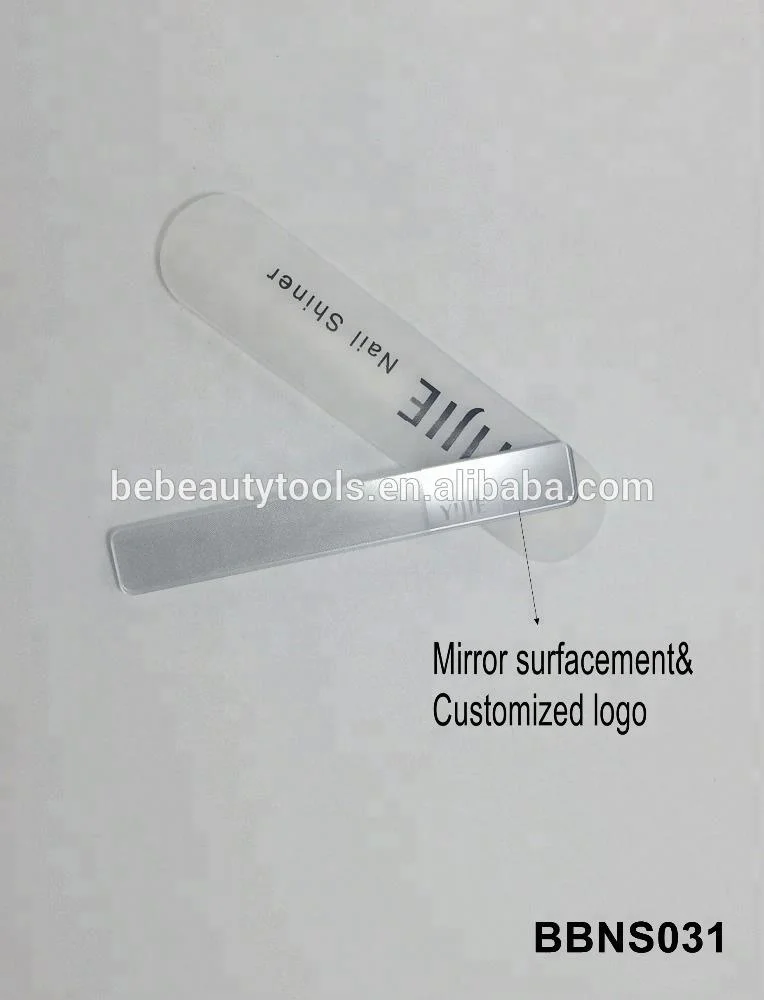 Tempered glass nail files buffer shiner, nano crystal manicure nail shiner with mirror, beauty nail polished files in PVC case