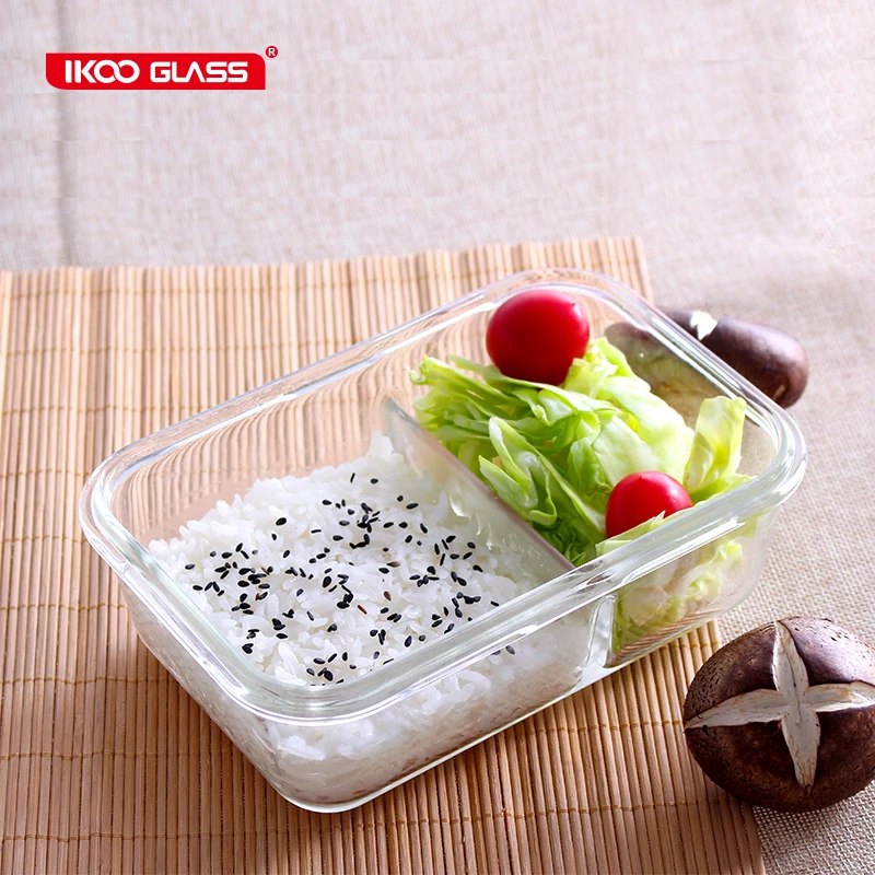 1520 мл Pyrex стеклянной прямоугольной Бенто-Ланч-боксов с разделителями блокировка крышки вилкой и