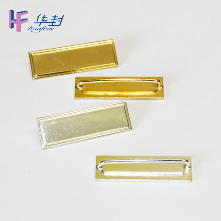 Custom design square metal name badge holder with clip