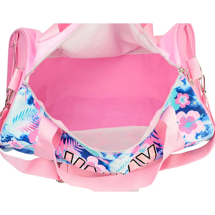 Cute pink custom canvas women travel duffel girls dance gym sports bag